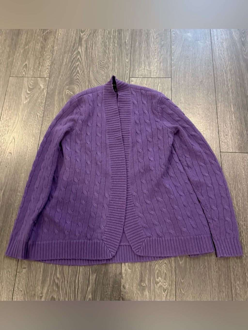 Ralph Lauren Purple Cable-Knit Open Front Cardigan